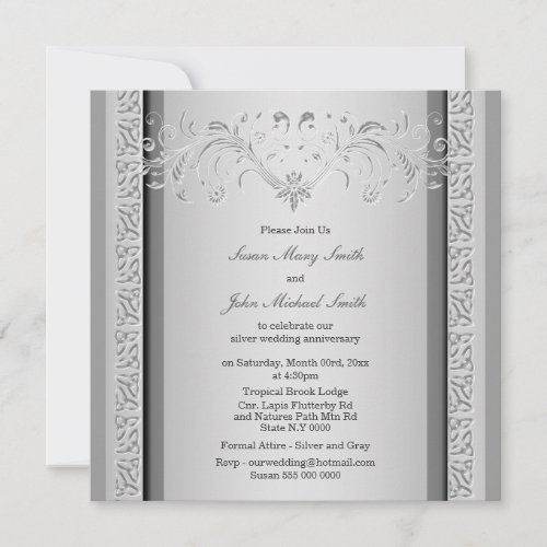 Silver wedding anniversary celtic floral invitation