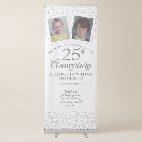 Silver Wedding Anniversary Childhood Photo Welcome Retractable Banner