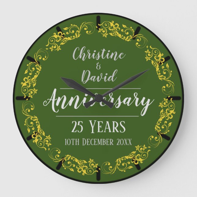 Silver Wedding Anniversary Commemorative Large Clock (Front)
