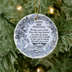 Silver Wedding Anniversary custom ornament