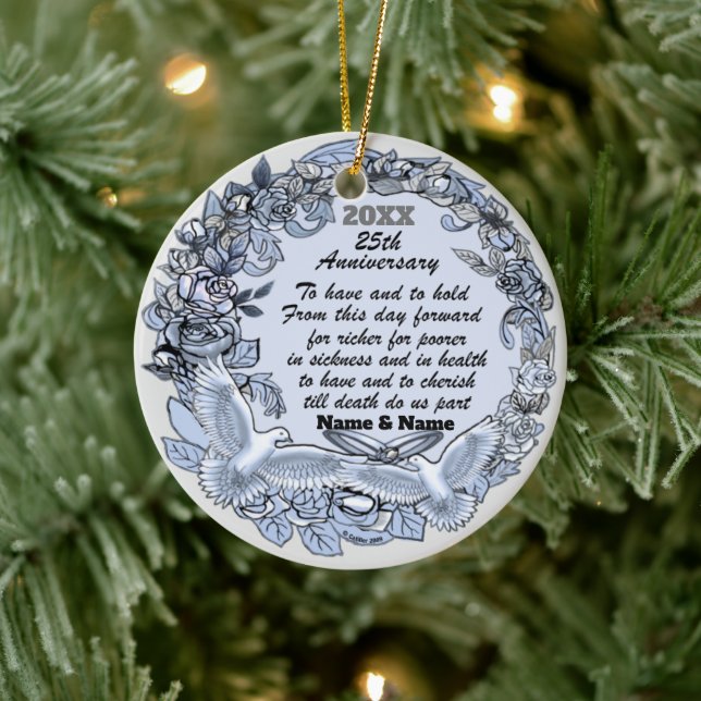 Silver Wedding Anniversary custom ornament (Tree)