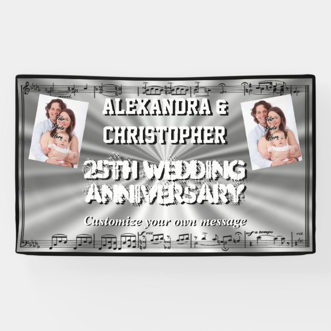 Silver wedding anniversary custom photo banner (Horizontal)