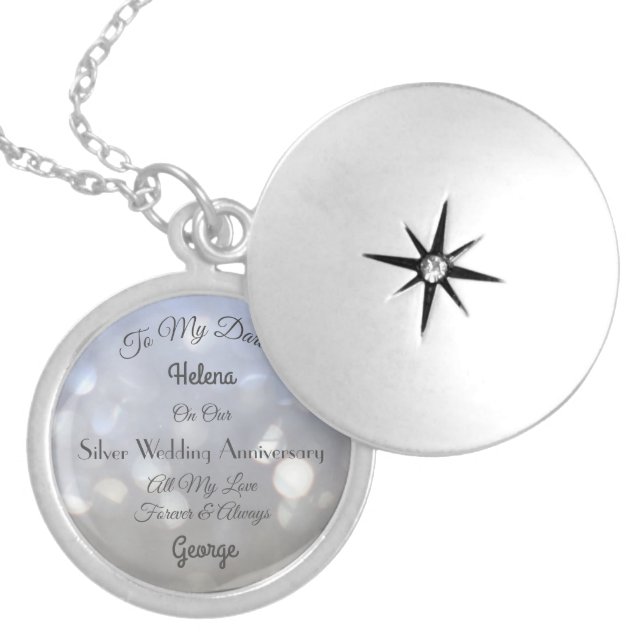 Silver Wedding Anniversary Darling Wife Necklace (Front)