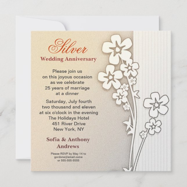 silver wedding anniversary design invitations (Front)