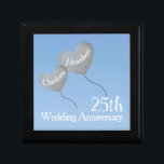Silver Wedding Anniversary husband & wife Gift Box<br><div class="desc">Platinum 25th Wedding Anniversary personalized gift box.  A lovely gift for a couple who are celebrating seventy years of marriage. The names of the husband and wife shown on each balloon,  as well as the anniversary number,  can be customized as desired.</div>