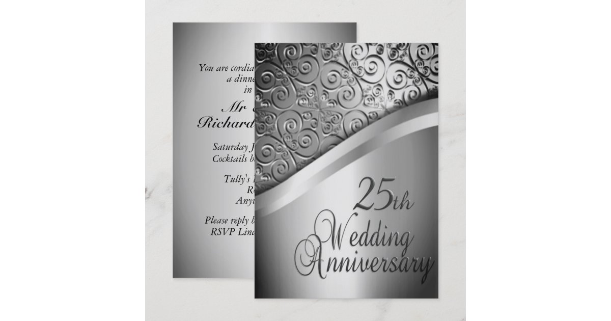Silver Wedding Anniversary Invitation Zazzle