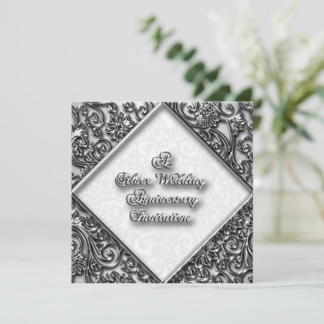 Silver Wedding Anniversary Invitation (Standing Front)