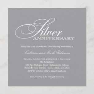 Silver Wedding Anniversary Invitation