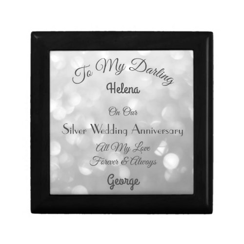 Silver Wedding Anniversary Keepsake Box Gift Box