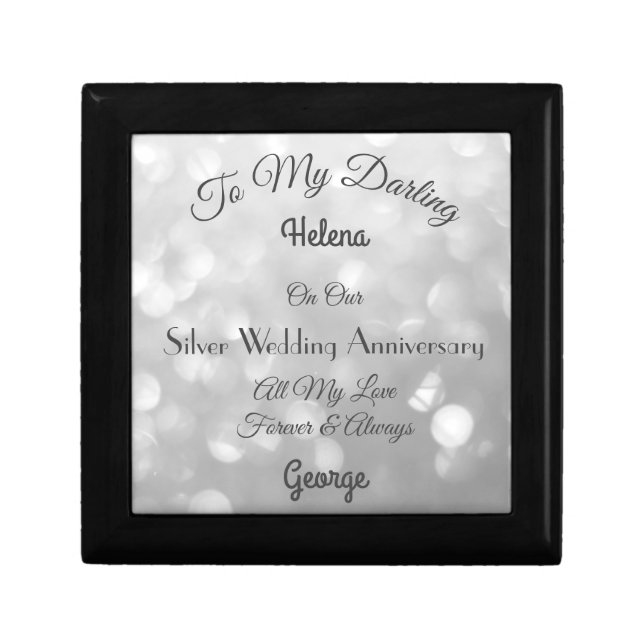 Silver Wedding Anniversary Keepsake Box. Gift Box (Front)