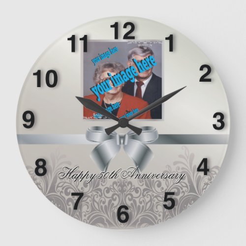 Silver Wedding Anniversary Large Clock