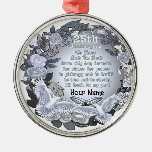Silver Wedding Anniversary Ornament (Front)