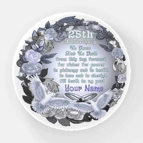 Silver Wedding Anniversary Paperweight