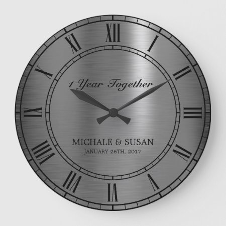 Silver Wedding Anniversary (personalize) Large Clock