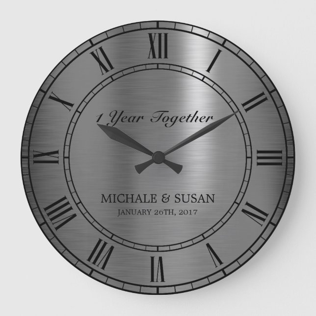 Silver Wedding Anniversary (Personalize) Large Clock (Front)