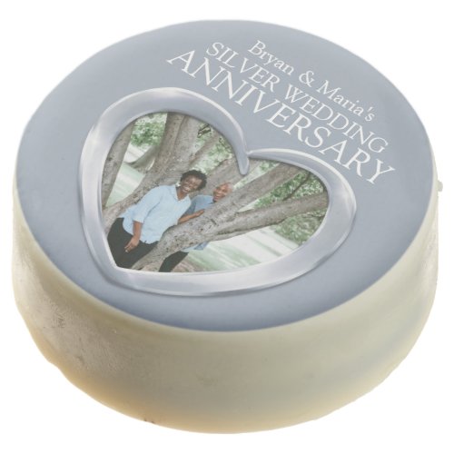 Silver Wedding Anniversary photo heart treats Chocolate Covered Oreo