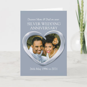 Silver wedding anniversary photo mom & dad card