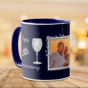 Silver Wedding Anniversary Photo Template Mug
