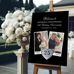 Silver Wedding Anniversary Welcome 2 Photos Black Foam Board