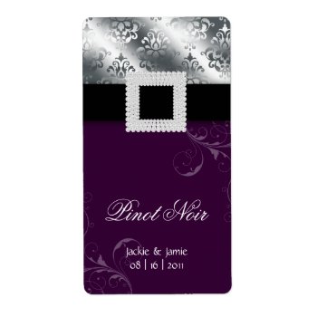 Silver Wedding Anniversary Wine Label Jewel Purple by WeddingShop88 at Zazzle