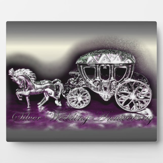 Silver Wedding Anniversary with a Silver Coach Plaque (Front)