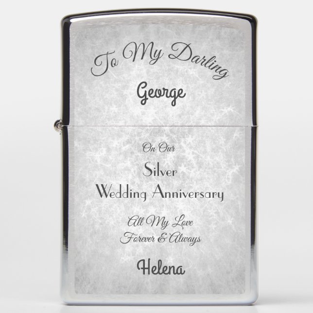 Silver Wedding Anniversary Zippo Lighter (Front)