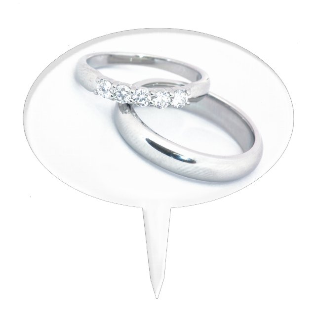 Silver Wedding Bands Save the Date Cake Topper (Front)