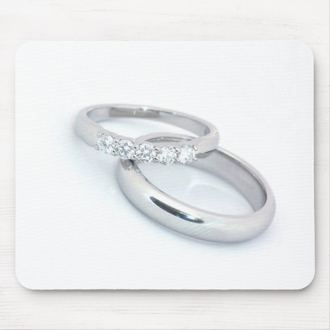 Silver Wedding Bands/Save the Date Mouse Pad (Front)