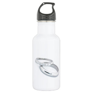 Silver Wedding Bands Save the Date Water Bottle