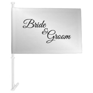 Silver Wedding Bride and Groom Car Flag