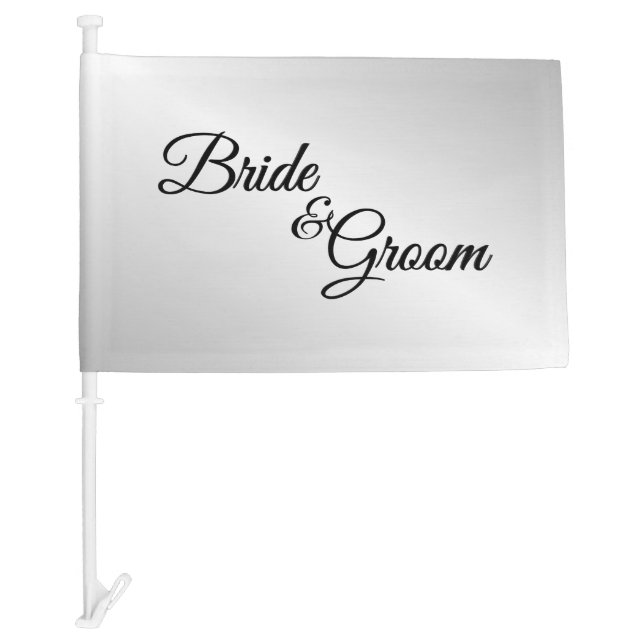 Silver Wedding Bride and Groom Car Flag (Front)