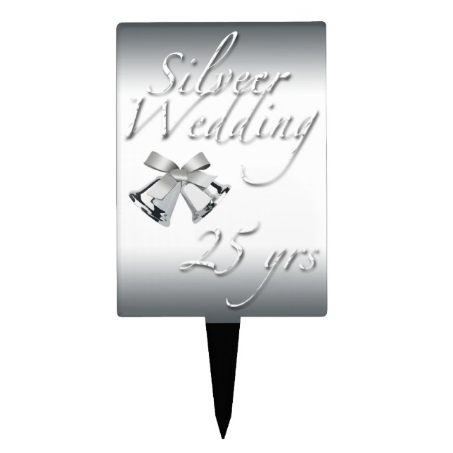 Silver Wedding Celebration-Silver Bells Cake Topper (Front)