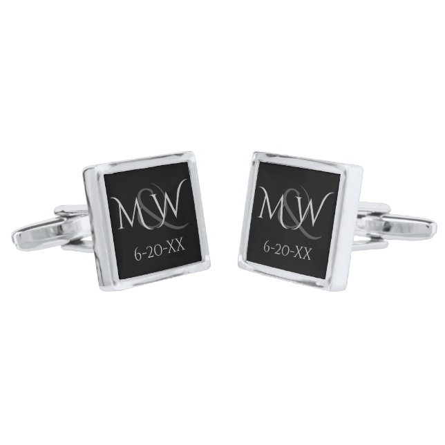 Silver Wedding Cufflinks for Groom (Angled)