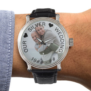 Silver Wedding Custom Years Photo Watch