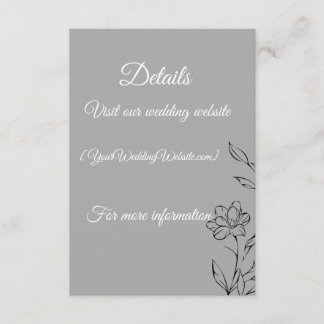 Silver Wedding Details Card – Editable 3.5x5 Weddi