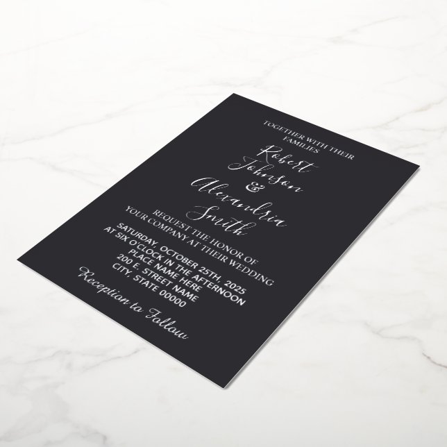 Silver Wedding  Foil Invitation (Rotated)