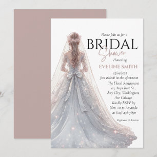 Silver Wedding Gown Bridal shower  Invitation