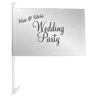Silver Wedding Party Car Flag