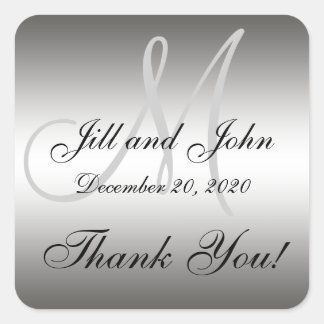 Silver Wedding Personalized Thank You Square Label
