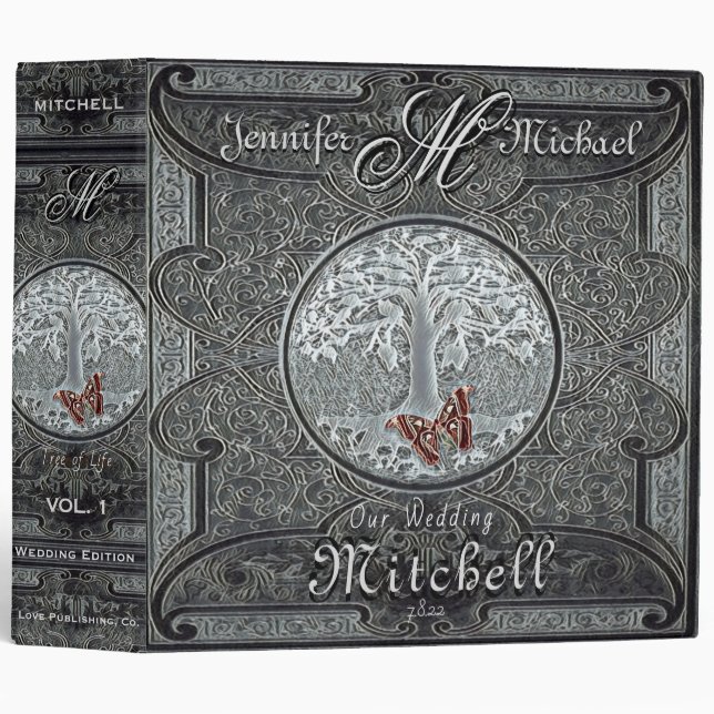 Silver Wedding Photo Album Vintage 3 Ring Binder (Front/Spine)