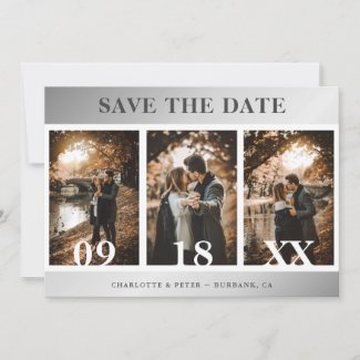 Silver Wedding Photo Save The Date Cards