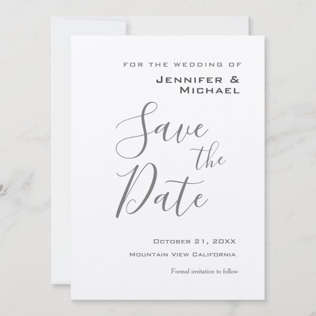 Silver Wedding Professional Minimalist Modern Save The Date (Front)