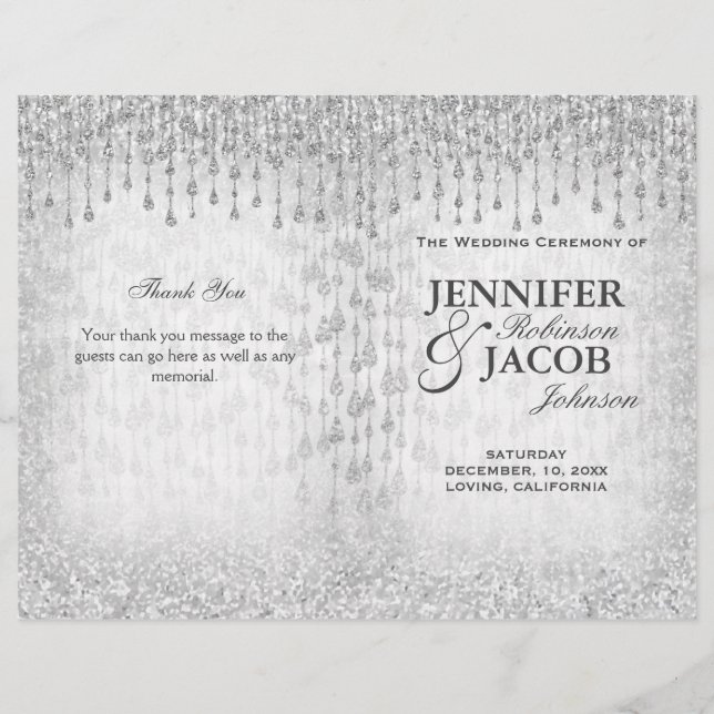 Silver Wedding Program Glitter (Front)