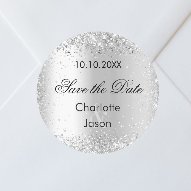 Silver wedding Save the Date Classic Round Sticker (Creator Uploaded)