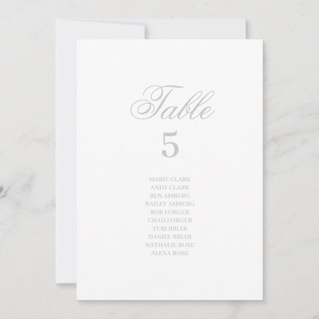 Silver Wedding Seating Chart Invitation (Front)