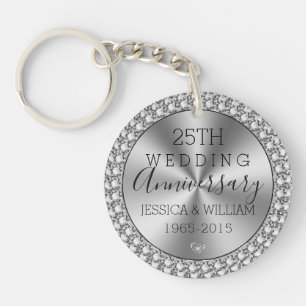 Silver wedding silver and sparkles keychain