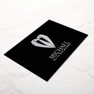 Silver Wedding Suit and Tie Groomsman Proposal Foil Invitation