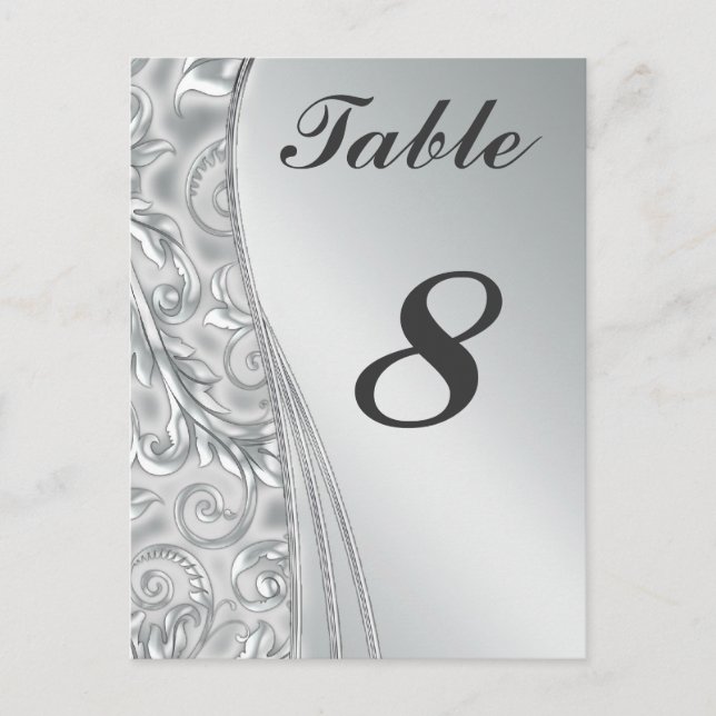 Silver Wedding Table Cards numbers Postcard (Front)