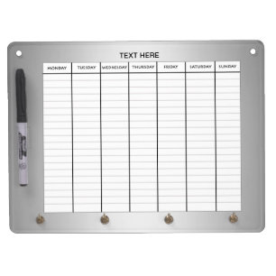 SILVER WEEK SCHEDULE CALENDAR DRY ERASE BOARD