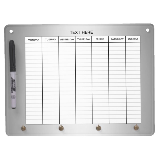 SILVER WEEK SCHEDULE CALENDAR DRY ERASE BOARD (Front)